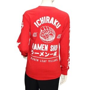 Naruto Ichiraku Ramen Shop Long Sleeve Shirt –Men's Small, Red Anime Graphic Tee